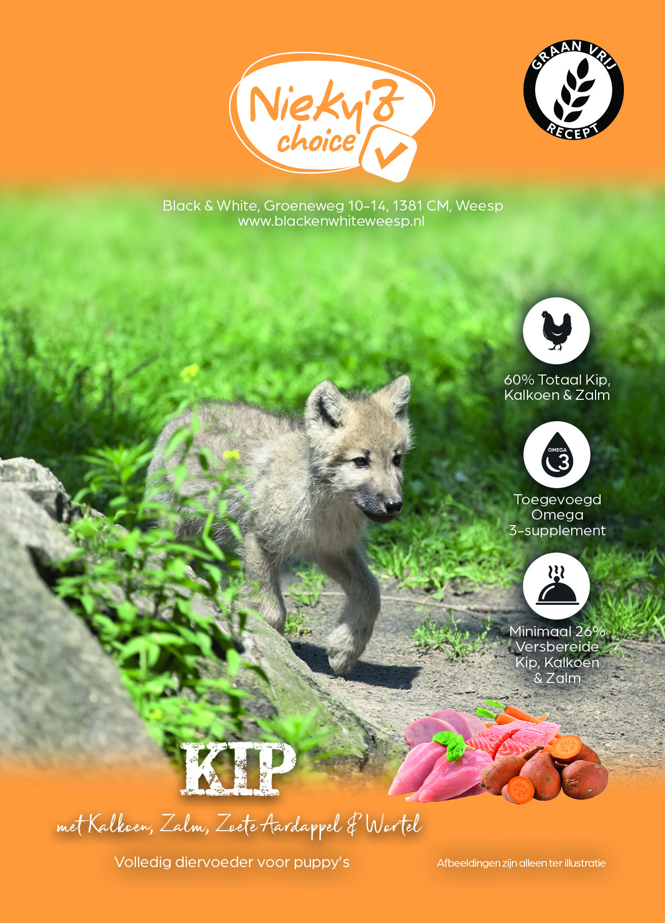 NIEKY'Z CHOICE GRAANVRIJ 50 PUPPY KIP/KALKOEN/ZALM