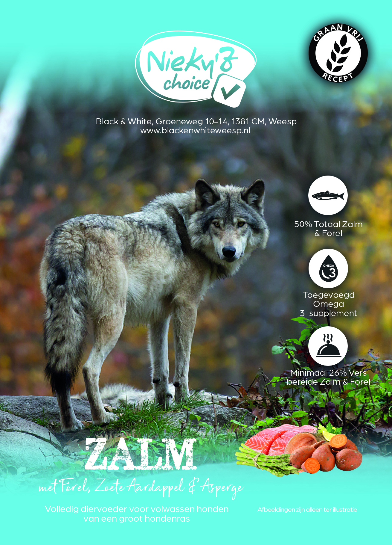 NIEKY'Z CHOICE GRAANVRIJ 50 ZALM LARGE BREED