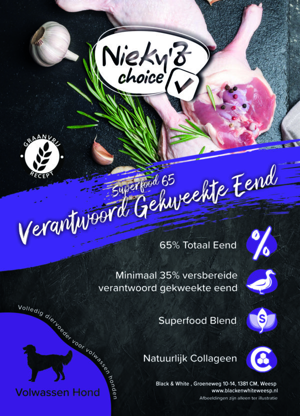 NIEKY'Z CHOICE SUPERFOOD 65 VERANTWOORD GEKWEEKTE EEND