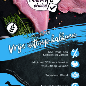 NIEKY'Z CHOICE SUPERFOOD 65 VRIJE-UITLOOP KALKOEN SMALL BREED