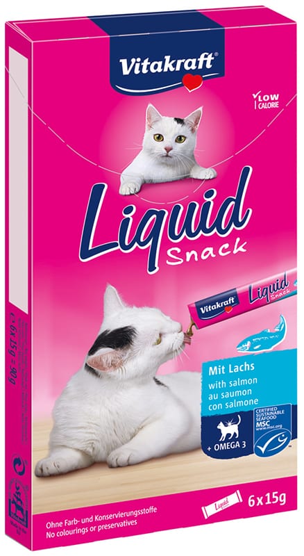 VITAKRAFT KAT LIQUID SNACK ZALM & OMEGA 3